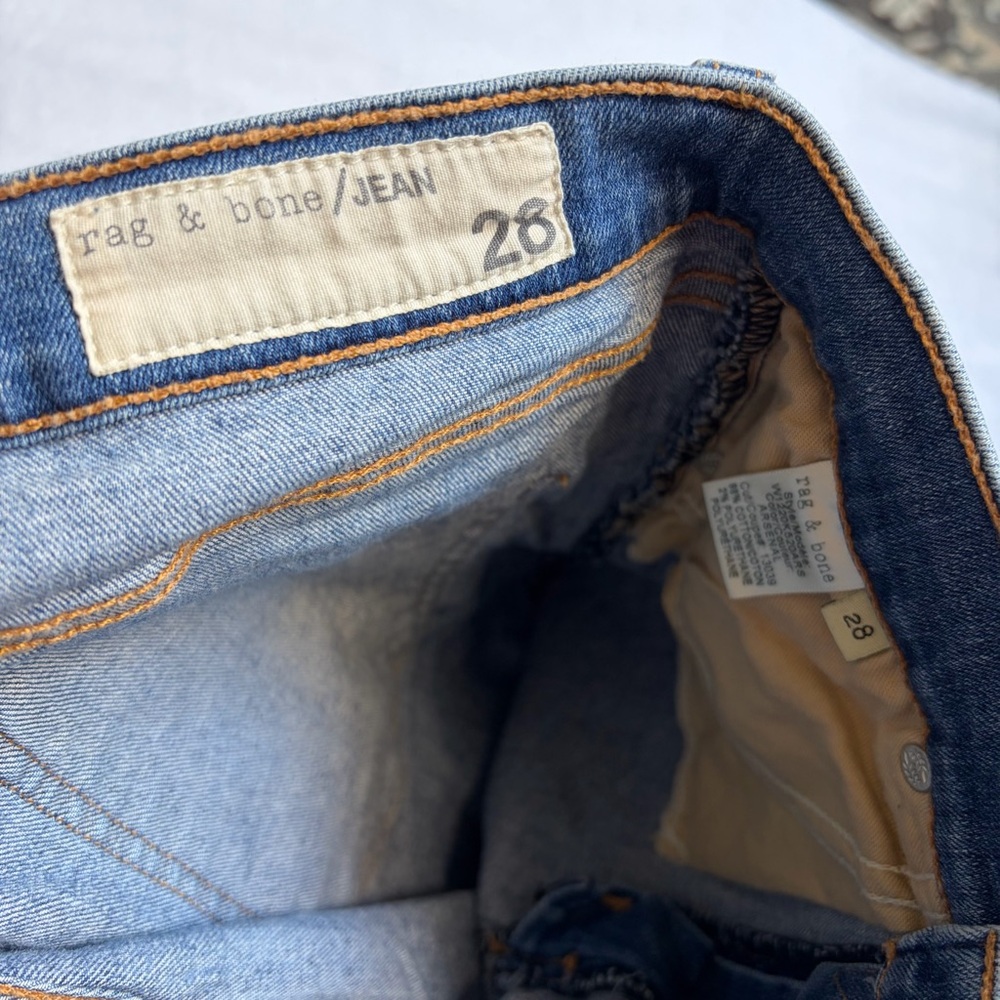 Rag and Bone Jeans Justine Sz 28 Wide Leg Blue Denim Stretch Preppy READ - Picture 12 of 15